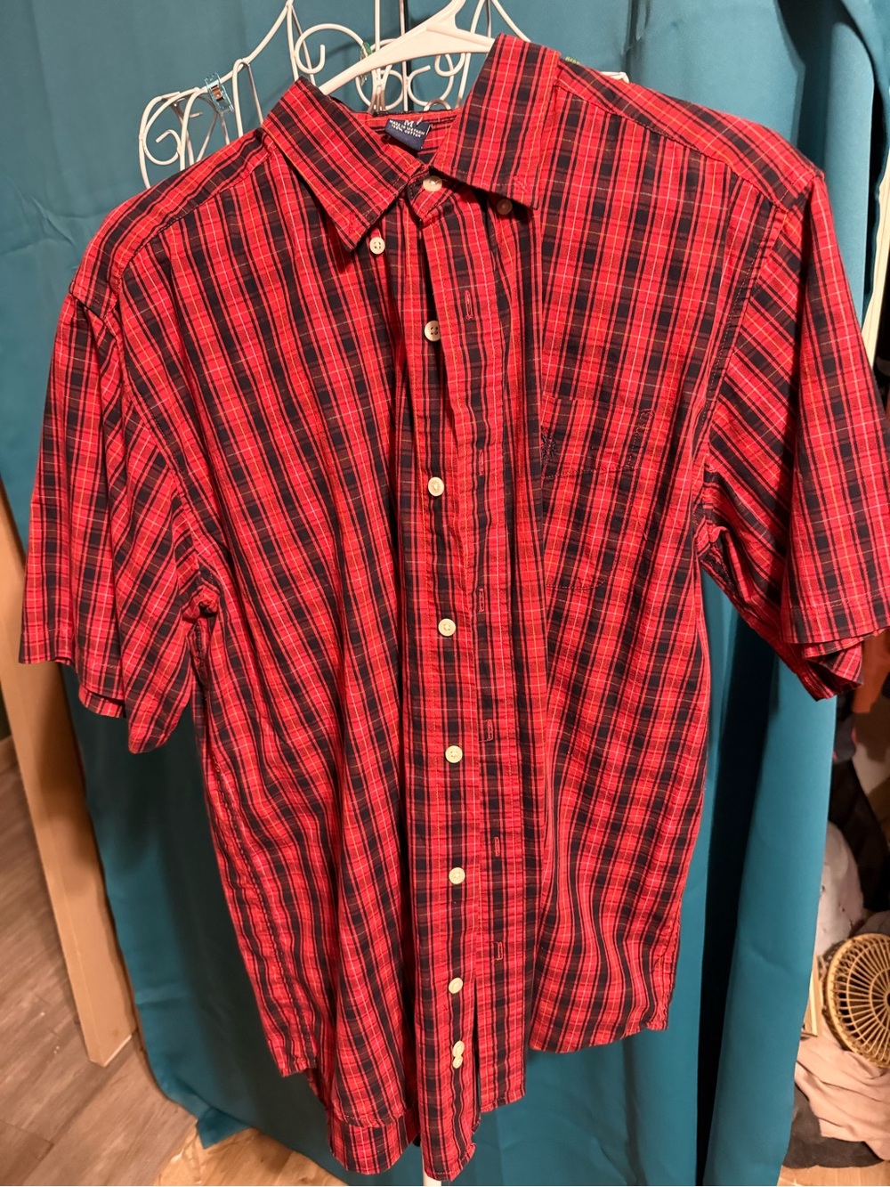 U.S. Polo Assn. Red and Black Plaid Short-Sleeve Button-Down Shirt